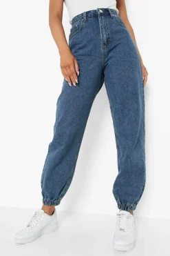 Up To 80% Off Winter Warmers|Boohoo Basics*boohoo Basics High Waisted Boyfriend Jogger Jeans mid blue