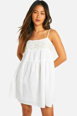 Smock Dresses*boohoo Bead Embellished Smock Dress white
