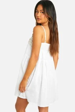 Smock Dresses*boohoo Bead Embellished Smock Dress white