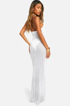 Jumper Dresses|Jumper Dresses*boohoo Bead Strap Detail Crochet Maxi Dress white