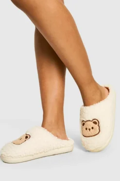 Slippers|Slippers*boohoo Bear Face Mule Slipper cream
