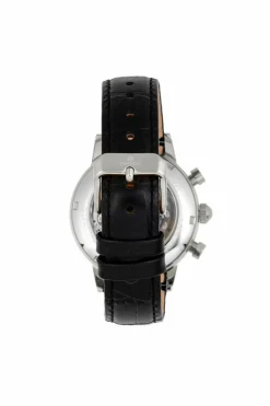 Watches*Empress Beatrice Automatic Skeleton Dial Leather-Band Watch with Day & Date Silver