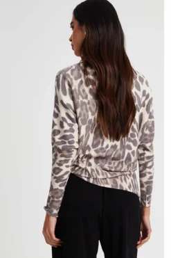 Jumpers*Quiz Knit Leopard Print Jumper Beige