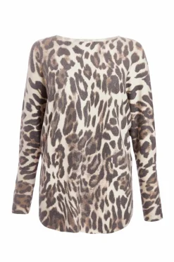 Jumpers*Quiz Knit Leopard Print Jumper Beige