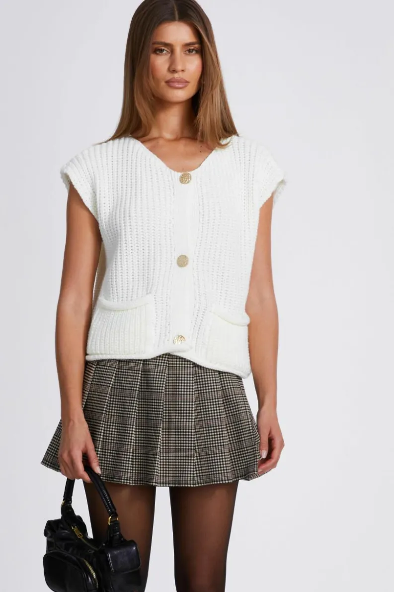 Cardigans*Quiz Knit Sleeveless Cardigan Beige