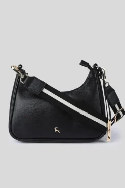 Handbags|Cross-Body Bags*Ashwood Leather Bella Toscana' Real Leather Crossbody Bag with Webbing Strap Black