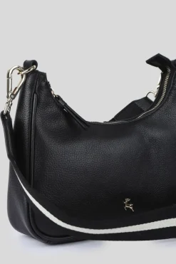 Handbags|Cross-Body Bags*Ashwood Leather Bella Toscana' Real Leather Crossbody Bag with Webbing Strap Black