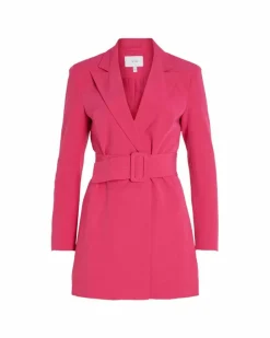 Blazer Dresses*Vila Clothes Belted Blazer Dress Pink Fuchsia
