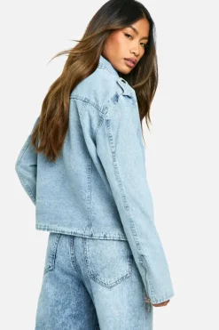 Up To 80% Off Winter Warmers|Biker Jackets*boohoo Belted Denim Biker Jacket light wash