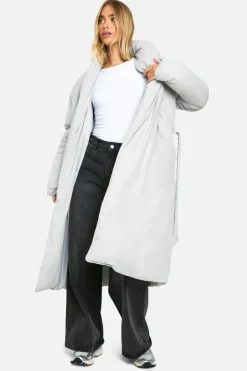 Up To 80% Off Winter Warmers|Puffer Jackets*boohoo Belted Duvet Puffer Coat slate grey