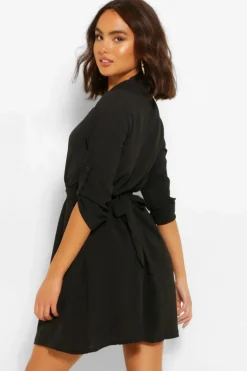 Shirt Dresses*boohoo Belted Shirt Dress black