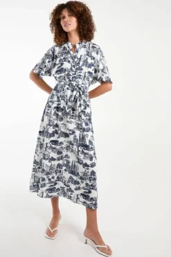 Shirt Dresses*Blue Vanilla Belted Shirt Dress Navy