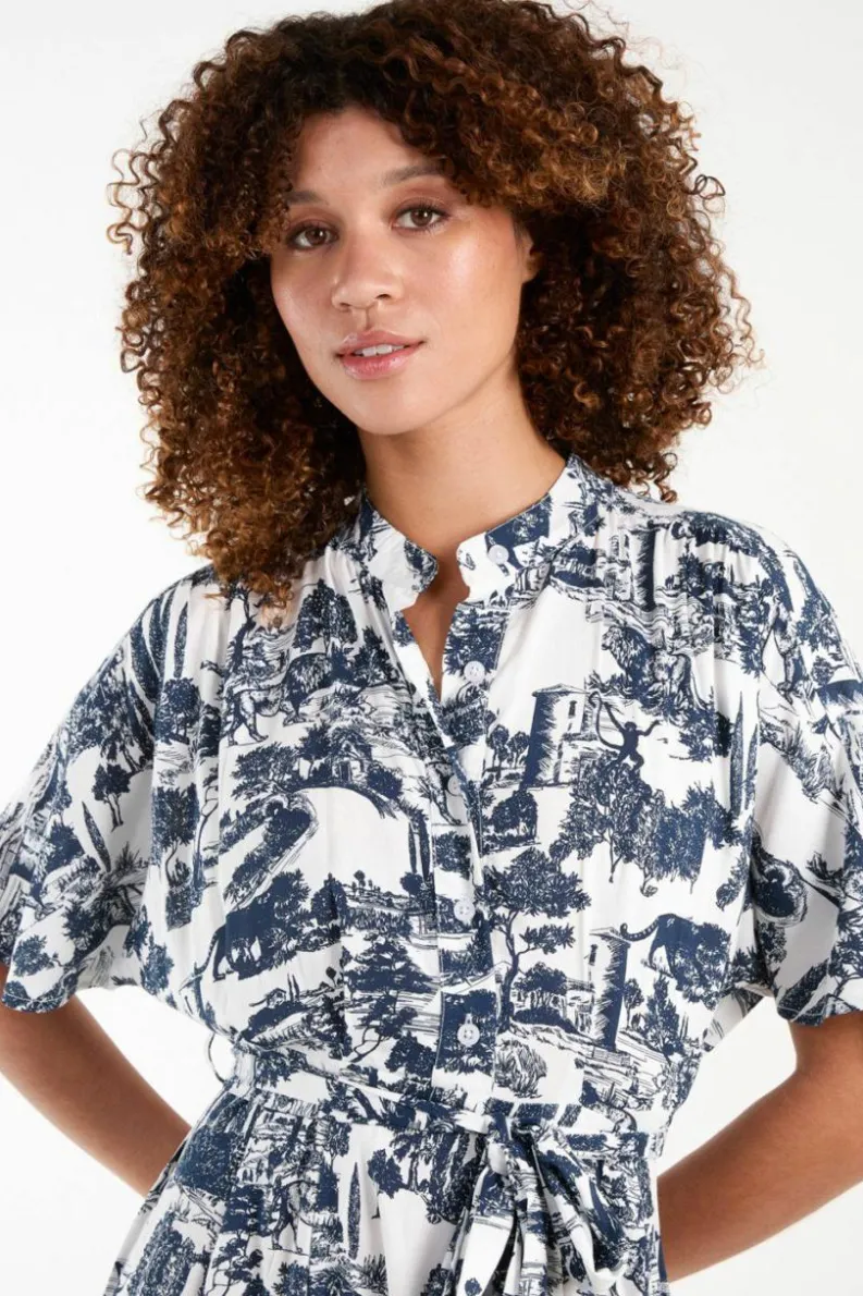 Shirt Dresses*Blue Vanilla Belted Shirt Dress Navy
