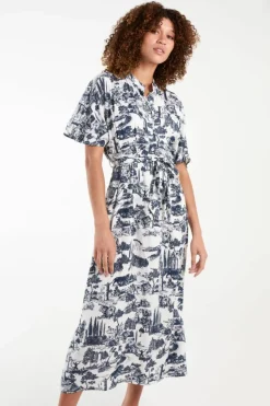 Shirt Dresses*Blue Vanilla Belted Shirt Dress Navy