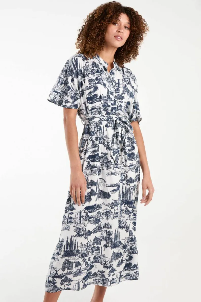 Shirt Dresses*Blue Vanilla Belted Shirt Dress Navy