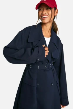 Up To 80% Off Winter Warmers|Trench Coats*boohoo Belted Trench Coat navy