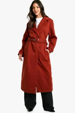 Up To 80% Off Winter Warmers|Wool Look Coats*boohoo Belted Wool Look Maxi Coat rust