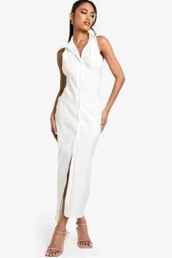 Bodycon Dresses|Maxi Dresses*boohoo Bengaline Collared Button Down Dress ivory