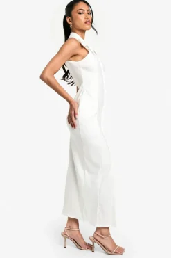 Bodycon Dresses|Maxi Dresses*boohoo Bengaline Collared Button Down Dress ivory