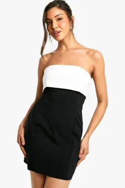 Bodycon Dresses*boohoo Bengaline Colour Block Mini Dress black