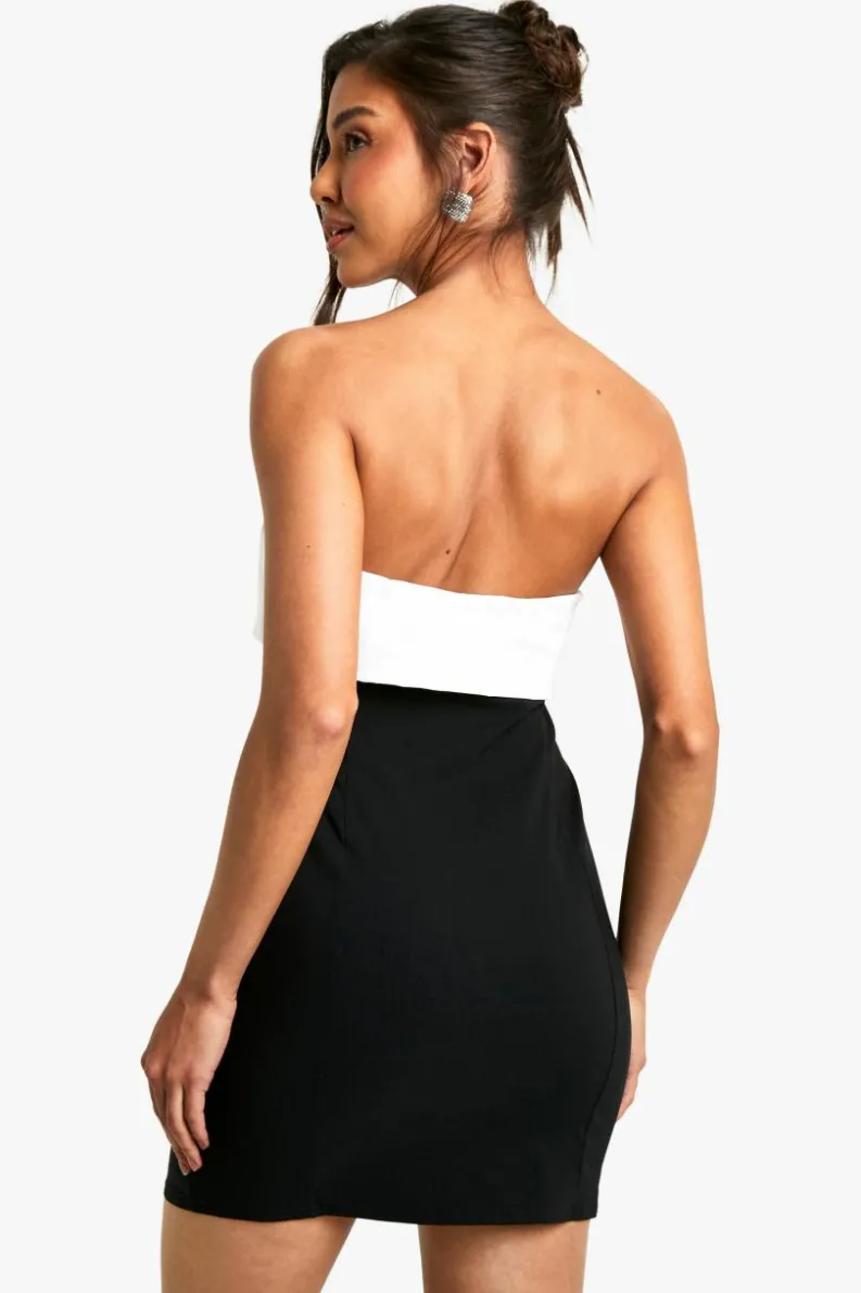 Bodycon Dresses*boohoo Bengaline Colour Block Mini Dress black