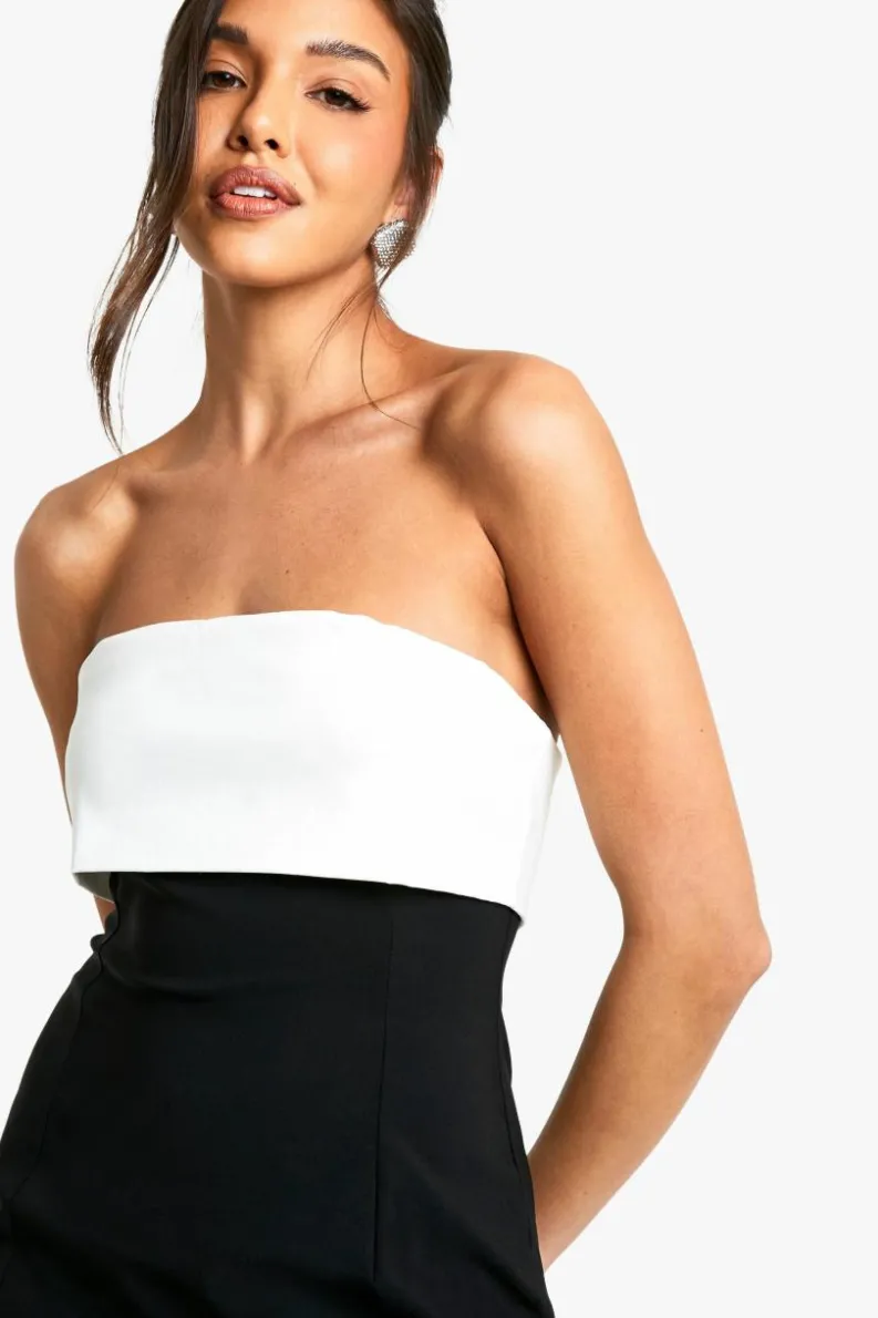 Bodycon Dresses*boohoo Bengaline Colour Block Mini Dress black