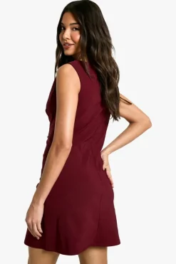 Skater Dresses|Suits & Tailoring*boohoo Bengaline Corset Detail Mini Dress burgundy