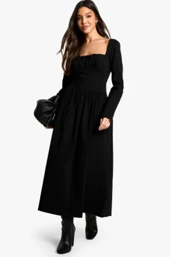 Skater Dresses*boohoo Bengaline Corset Skater Midaxi Dress black