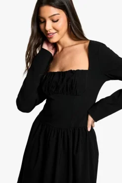 Skater Dresses*boohoo Bengaline Corset Skater Midaxi Dress black