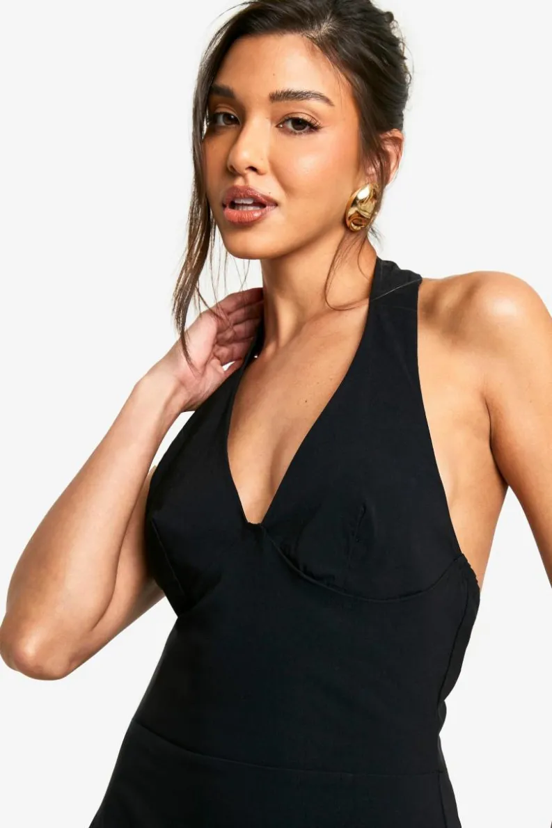 Skater Dresses|Suits & Tailoring*boohoo Bengaline Halterneck Mini Dress black