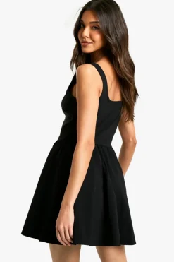 Skater Dresses|Mini Dresses*boohoo Bengaline Milkmaid Skater Dress black