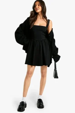 Skater Dresses|Mini Dresses*boohoo Bengaline Milkmaid Skater Dress black