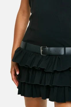 Skater Dresses*boohoo Bengaline Ruffle Mini Dress black