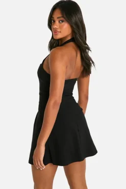 Skater Dresses|Mini Dresses*boohoo Bengaline Square Neck Skater Dress black