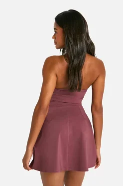 Skater Dresses|Mini Dresses*boohoo Bengaline Square Neck Skater Dress mauve