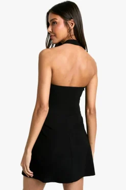 Skater Dresses|Mini Dresses*boohoo Bengaline Square Neck Skater Mini Dress black