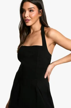 Skater Dresses|Mini Dresses*boohoo Bengaline Square Neck Skater Mini Dress black