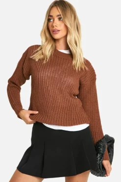 Jumpers|Knitwear*boohoo Fisherman Crew Neck Jumper biscuit