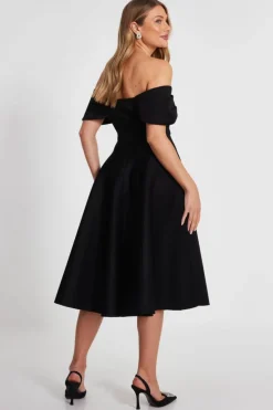 Midi Dresses*Quiz Bardot Midi Skater Dress Black