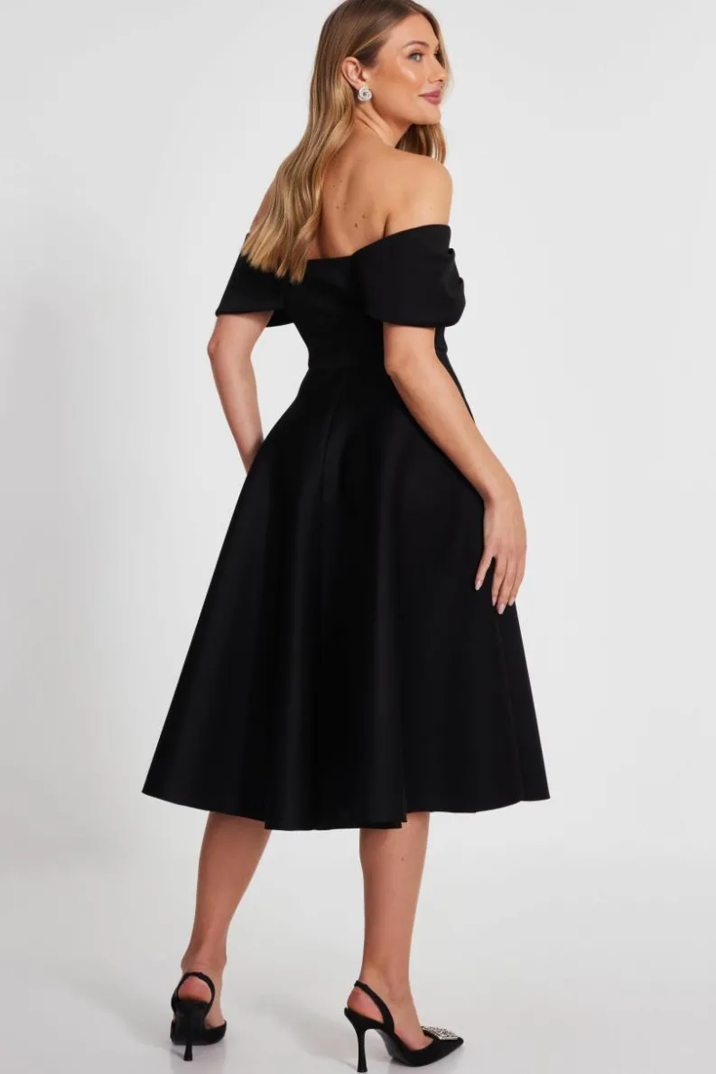 Midi Dresses*Quiz Bardot Midi Skater Dress Black