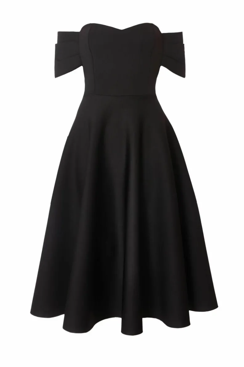 Midi Dresses*Quiz Bardot Midi Skater Dress Black