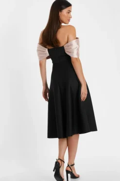 Midi Dresses*Quiz Bardot Midi Skater Dress Black