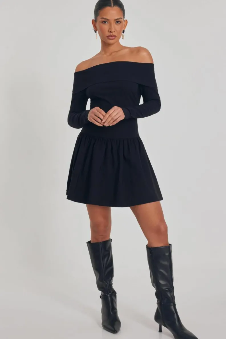 Skater Dresses*Quiz Bardot Skater Dress Black