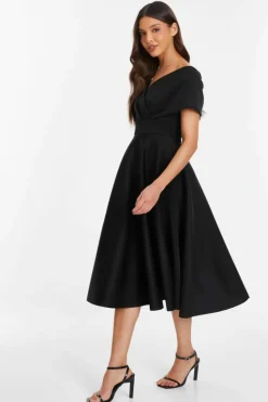 Midi Dresses*Quiz Bardot Skater Midi Dress Black