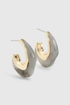 Earrings*boohoo Contract Hoop Earrings black