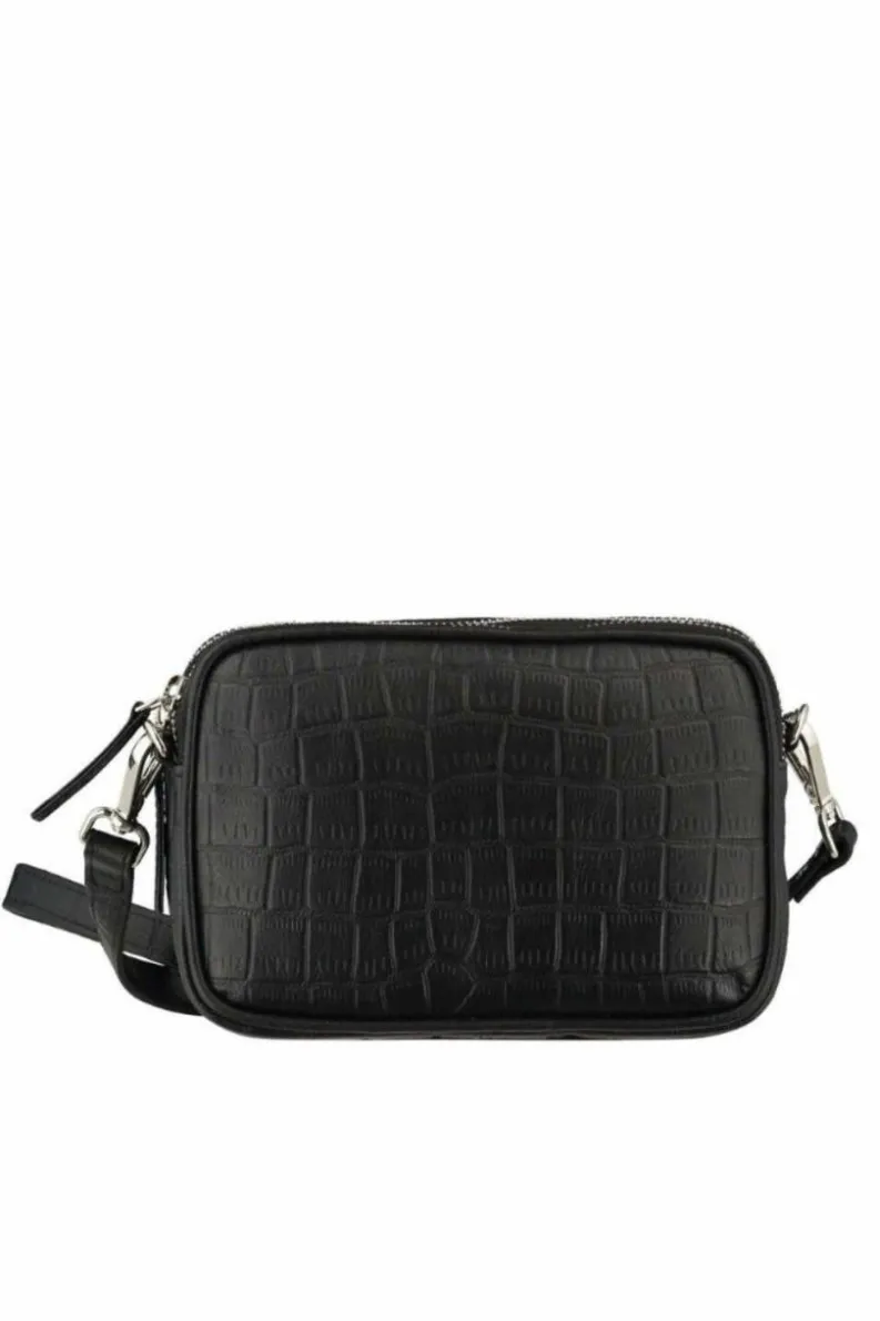 Clutch Bags*Sostter Croc Print Leather Crossbody Bag | BYRXI Black