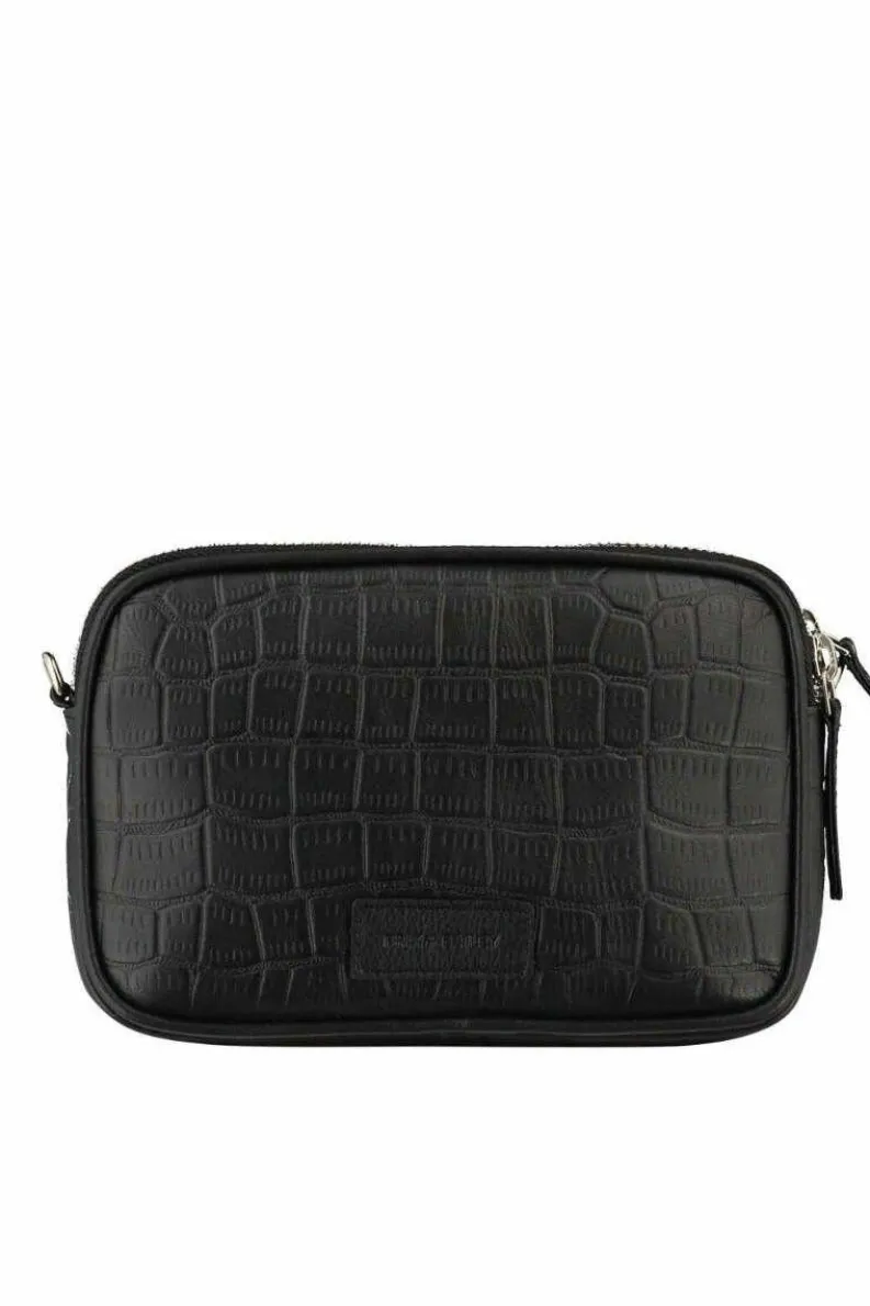Clutch Bags*Sostter Croc Print Leather Crossbody Bag | BYRXI Black