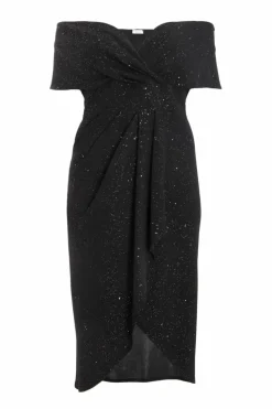 Midi Dresses*Quiz Curve Glitter Bardot Midi Dress Black