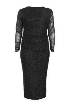 Bodycon Dresses*Quiz Curve Glitter Mesh Midaxi Dress Black