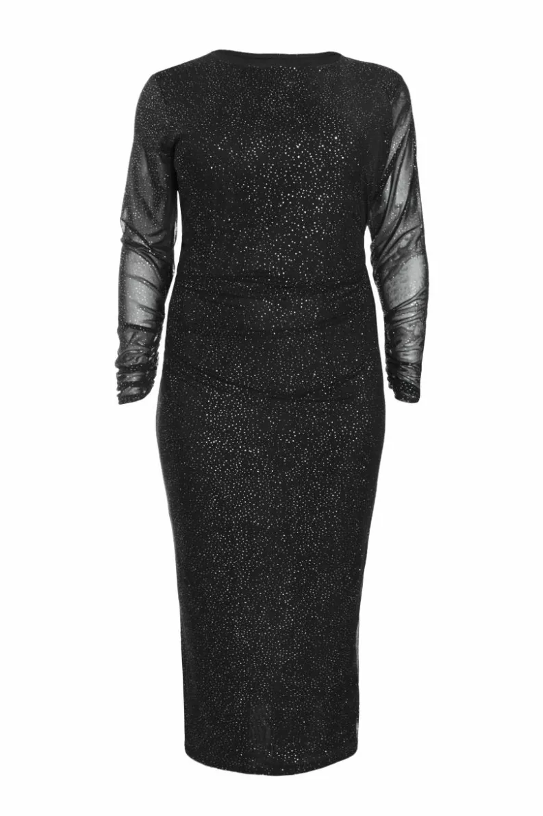 Bodycon Dresses*Quiz Curve Glitter Mesh Midaxi Dress Black